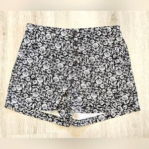 LOFT Black and White Floral High Waist Shorts Size 4